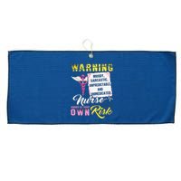 Warning Moody Sarcastic Unpredictable And Unmedicated Nurse Large Microfiber Waffle Golf Towel