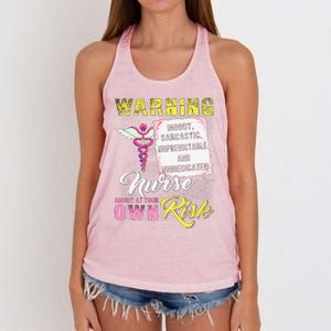 Warning Moody Sarcastic Unpredictable And Unmedicated Nurse Women's Knotted Racerback Tank