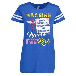 Warning Moody Sarcastic Unpredictable And Unmedicated Nurse Enza Ladies Jersey Football T-Shirt