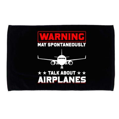 Warning May Spontaneously Talk About Airplanes Pilot Microfiber Hand Towel