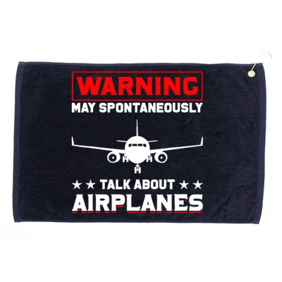 Warning May Spontaneously Talk About Airplanes Pilot Grommeted Golf Towel