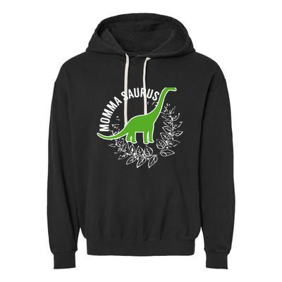 Wo Momma Saurus Dinosaur Mother's Day Gift Garment-Dyed Fleece Hoodie