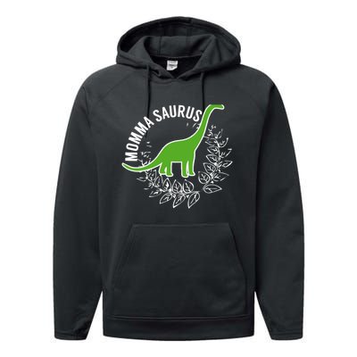 Wo Momma Saurus Dinosaur Mother's Day Gift Performance Fleece Hoodie