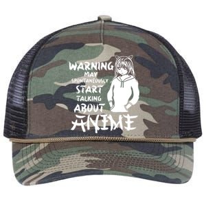 Warning May Start Talking About Anime Retro Rope Trucker Hat Cap