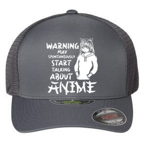 Warning May Start Talking About Anime Flexfit Unipanel Trucker Cap