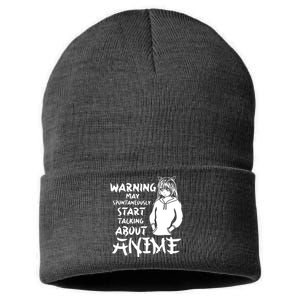 Warning May Start Talking About Anime Sustainable Knit Beanie