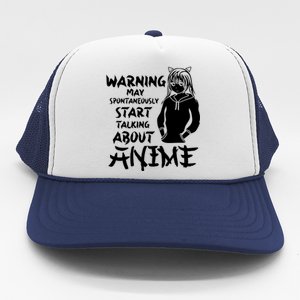 Warning May Start Talking About Anime Trucker Hat