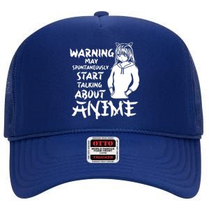 Warning May Start Talking About Anime High Crown Mesh Back Trucker Hat