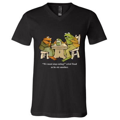 We Must Stop Eating Toad As He Ate Another Frog V-Neck T-Shirt