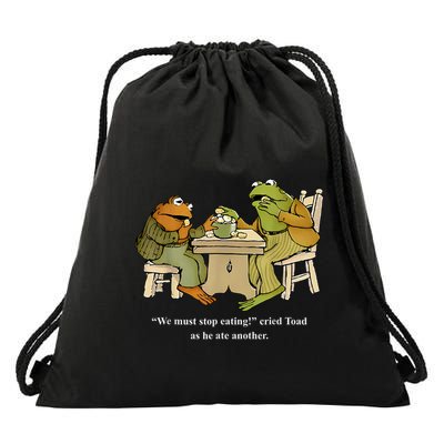 We Must Stop Eating Toad As He Ate Another Frog Drawstring Bag