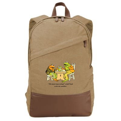 We Must Stop Eating Cried Toad As He Ate Another Frog Toad Cotton Canvas Backpack