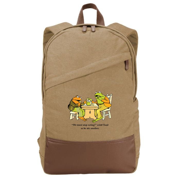 We Must Stop Eating Cried Toad As He Ate Another Frog Toad Cotton Canvas Backpack