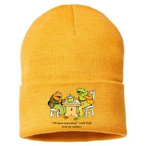 We Must Stop Eating Cried Toad As He Ate Another Frog Toad Sustainable Knit Beanie