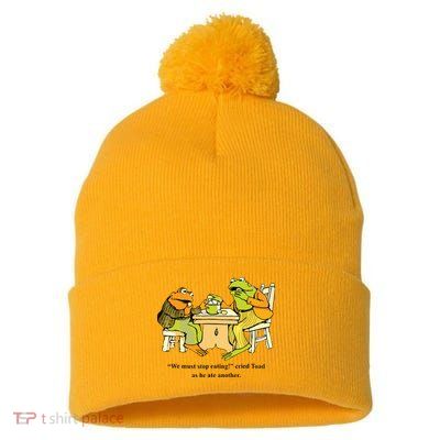 We Must Stop Eating Cried Toad As He Ate Another Frog Toad Pom Pom 12in Knit Beanie