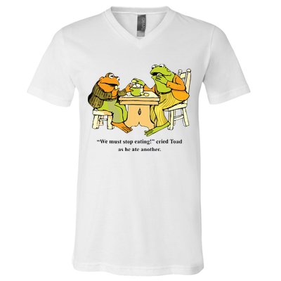 We Must Stop Eating Cried Toad As He Ate Another Frog Toad V-Neck T-Shirt