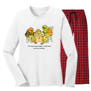 We Must Stop Eating Cried Toad As He Ate Another Frog Toad Women's Long Sleeve Flannel Pajama Set 