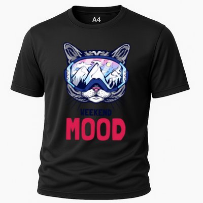 Weekend Mood Skiing Mountain Panorama Ski Goggles Cats Gift Performance Shirt