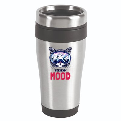 Weekend Mood Skiing Mountain Panorama Ski Goggles Cats Gift 16oz Travel Tumbler