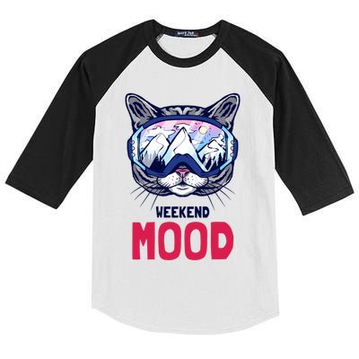 Weekend Mood Skiing Mountain Panorama Ski Goggles Cats Gift Kids Colorblock Raglan Jersey