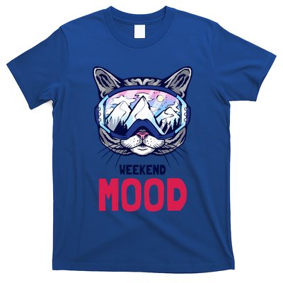 Weekend Mood Skiing Mountain Panorama Ski Goggles Cats Gift T-Shirt