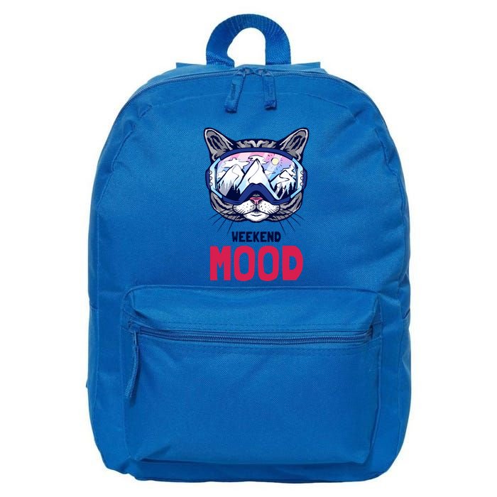 Weekend Mood Skiing Mountain Panorama Ski Goggles Cats Gift 16 in Basic Backpack