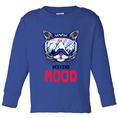 Weekend Mood Skiing Mountain Panorama Ski Goggles Cats Gift Toddler Long Sleeve Shirt