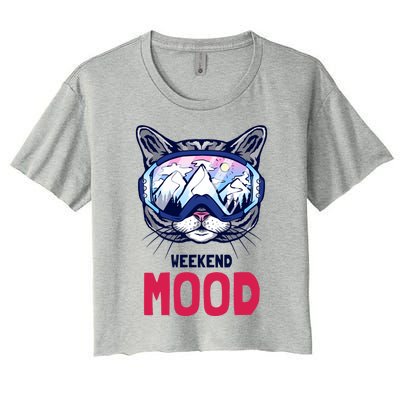 Weekend Mood Skiing Mountain Panorama Ski Goggles Cats Gift Women's Crop Top Tee