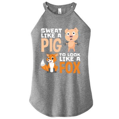 Workout Motivation Sweat Like A Pig To Look Like A Fox Cute Gift Women’s Perfect Tri Rocker Tank