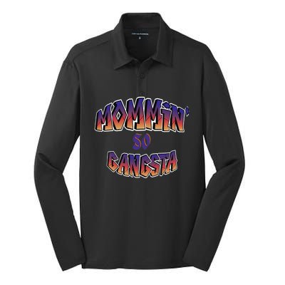 Women Mommin So Gangsta Silk Touch Performance Long Sleeve Polo