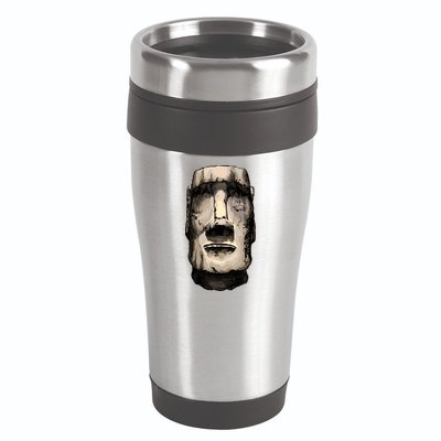 Watercolor Moai Statue 16oz Travel Tumbler