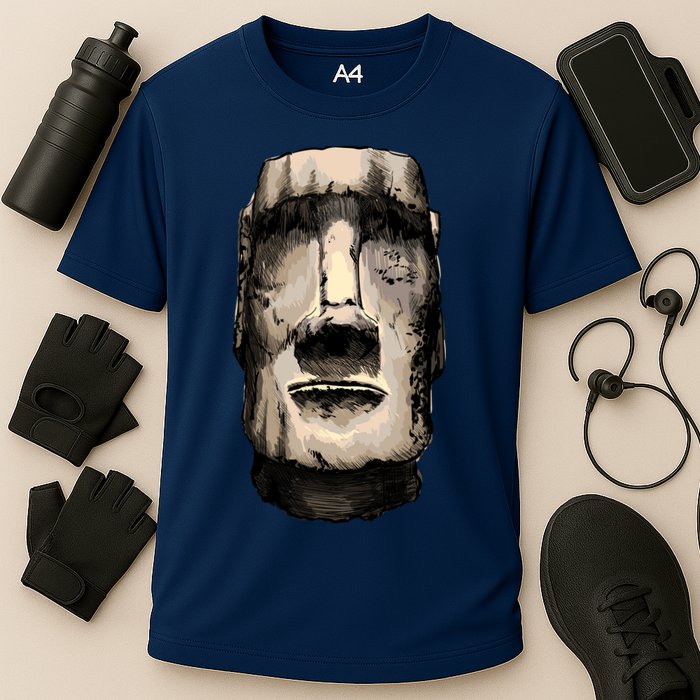 Watercolor Moai Statue Performance Shirt