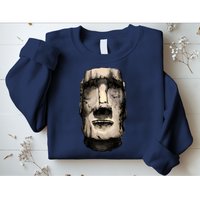 Watercolor Moai Statue Sweatshirt