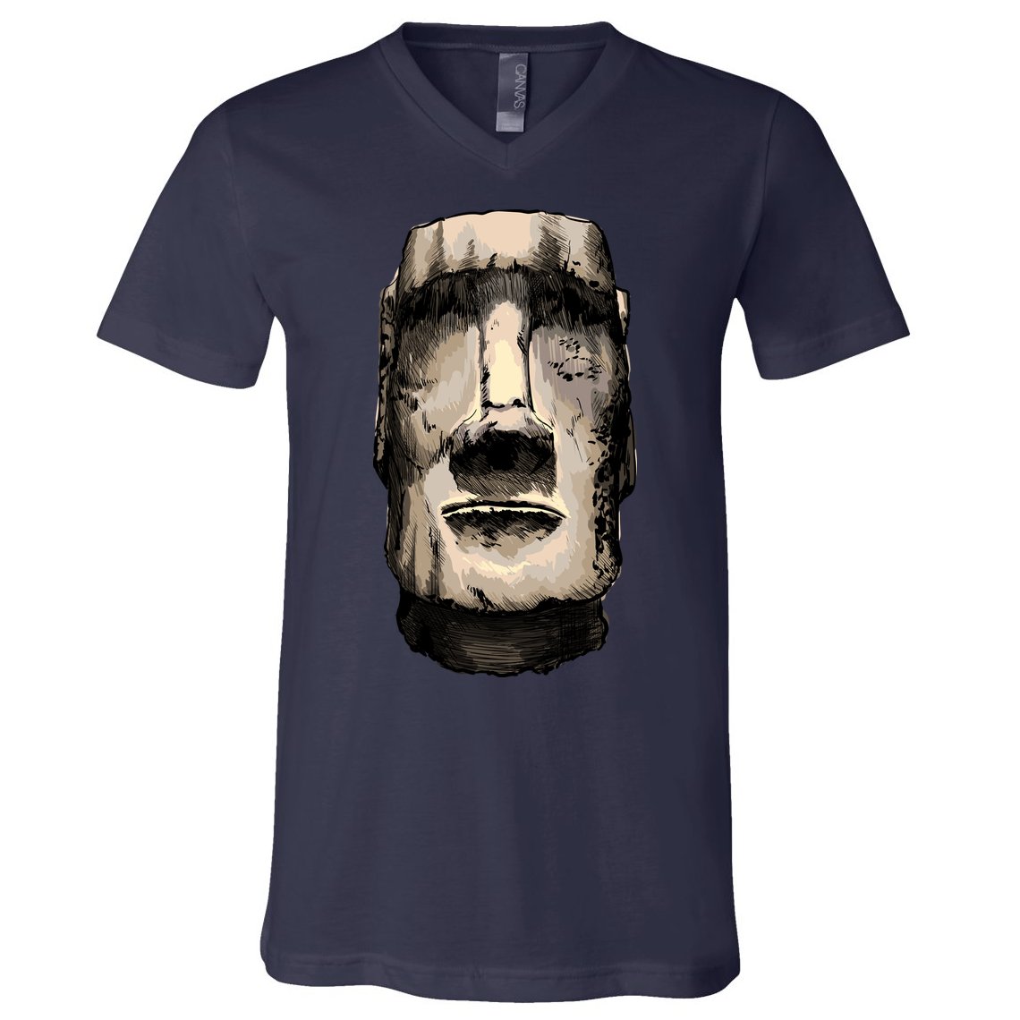 Watercolor Moai Statue V-Neck T-Shirt