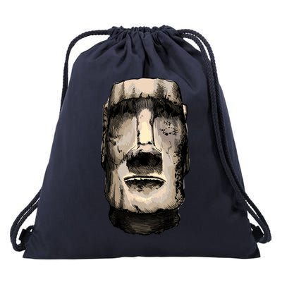 Watercolor Moai Statue Drawstring Bag