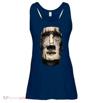 Watercolor Moai Statue Ladies Essential Flowy Tank