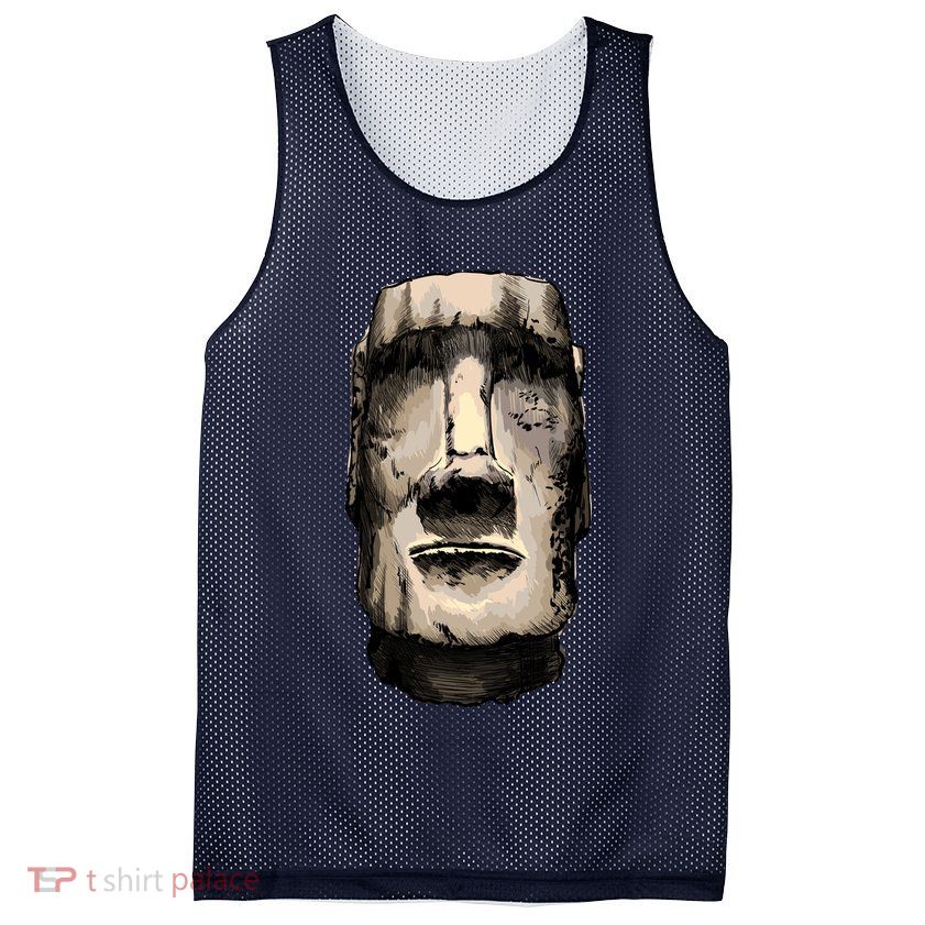 Watercolor Moai Statue Mesh Reversible Basketball Jersey Tank