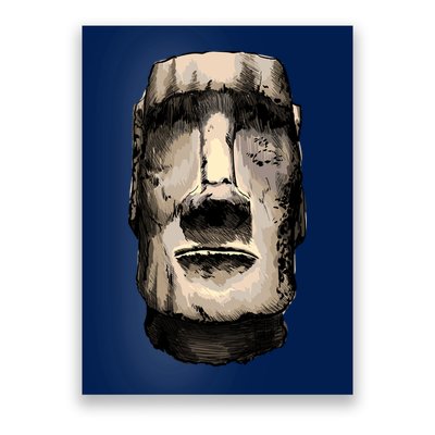Watercolor Moai Statue Poster