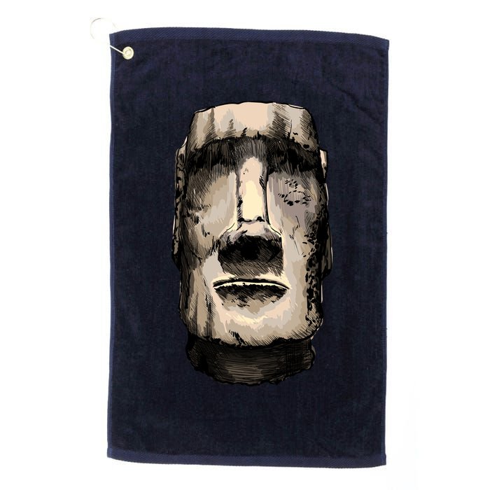 Watercolor Moai Statue Golf Towel