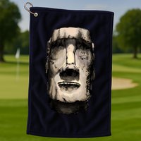 Watercolor Moai Statue Golf Towel