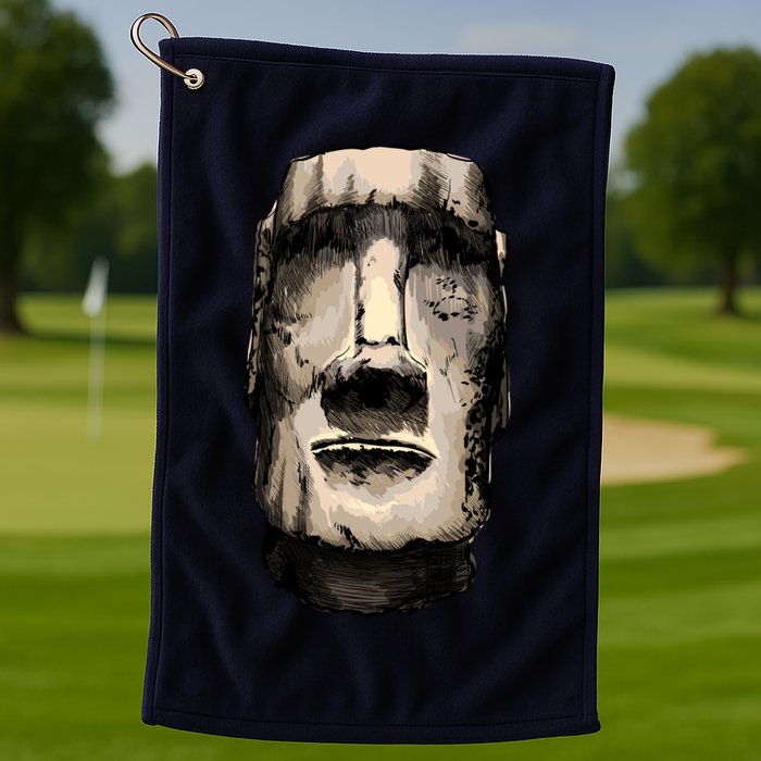 Watercolor Moai Statue Golf Towel