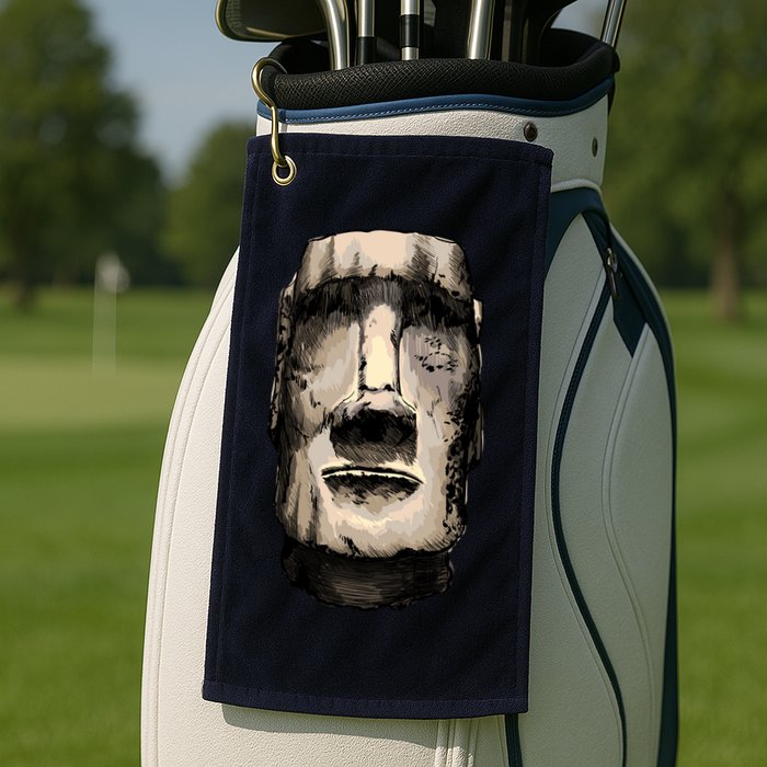 Watercolor Moai Statue Golf Towel