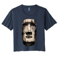 Watercolor Moai Statue Crop Top