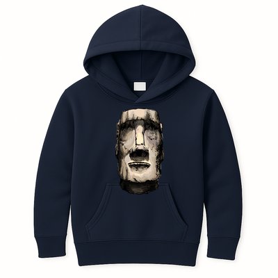 Watercolor Moai Statue Kids Hoodie