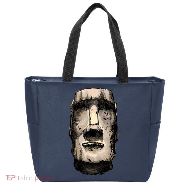 Watercolor Moai Statue Zip Tote Bag