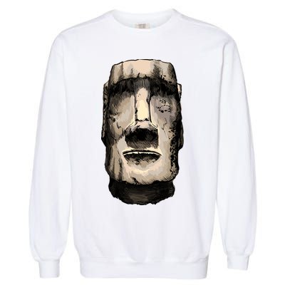 Watercolor Moai Statue Garment-Dyed Sweatshirt