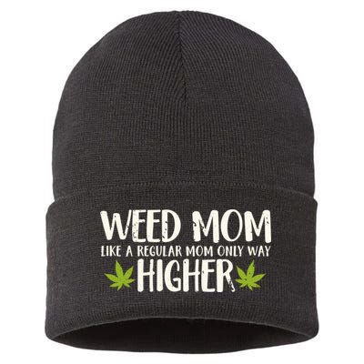 Weed Mom Stoner Girl Funny Marijuana Women Cannabis 420 Sustainable Knit Beanie