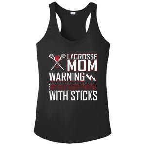 Warning My Son Beats People With Sticks Lacrosse Mom Ladies PosiCharge Competitor Racerback Tank