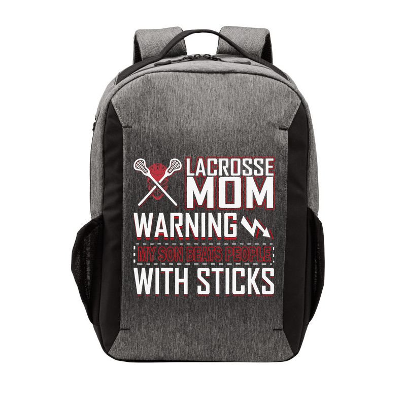 Warning My Son Beats People With Sticks Lacrosse Mom Vector Backpack