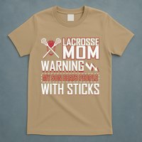 Warning My Son Beats People With Sticks Lacrosse Mom T-Shirt