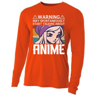 Warning May Spontaneously Talk About Anime Funny Anime Girl Anime Quotes Cooling Performance Long Sleeve Crew